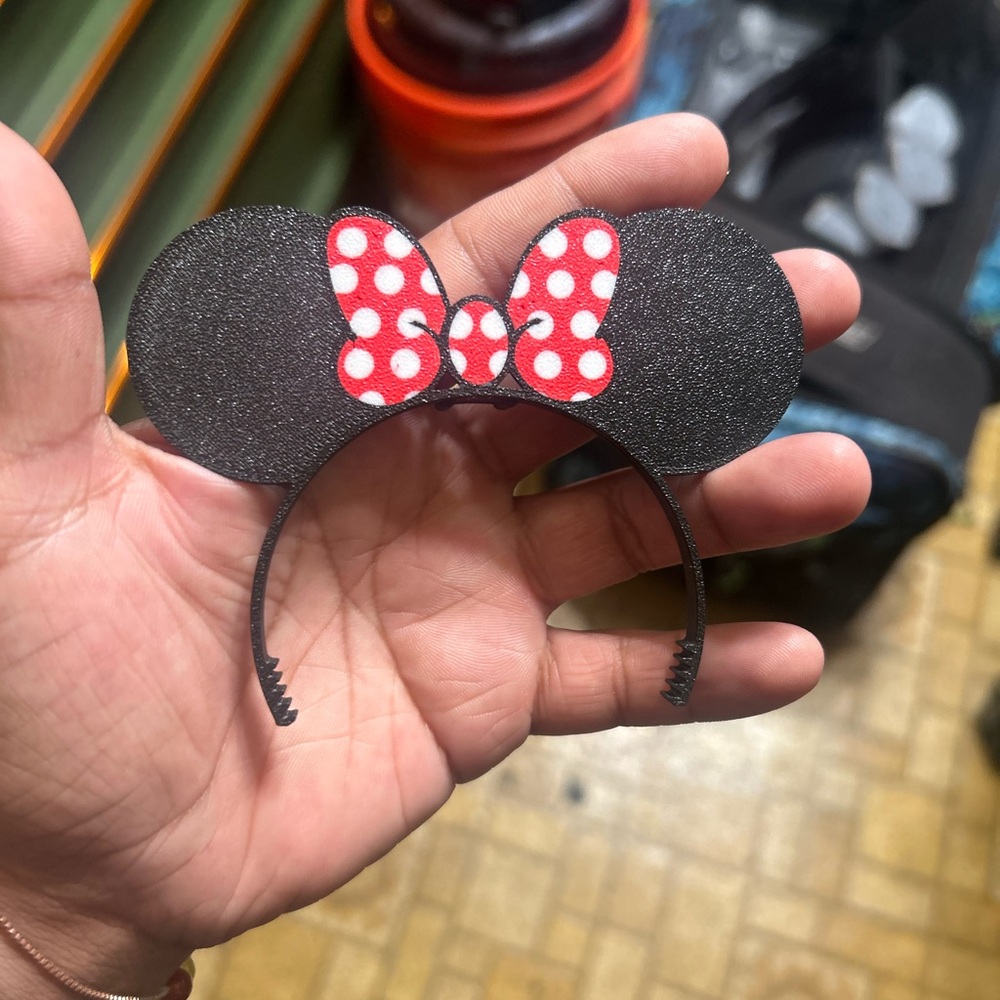 Black Minnie Mouse Ears Headband with Red Bow for Labubu